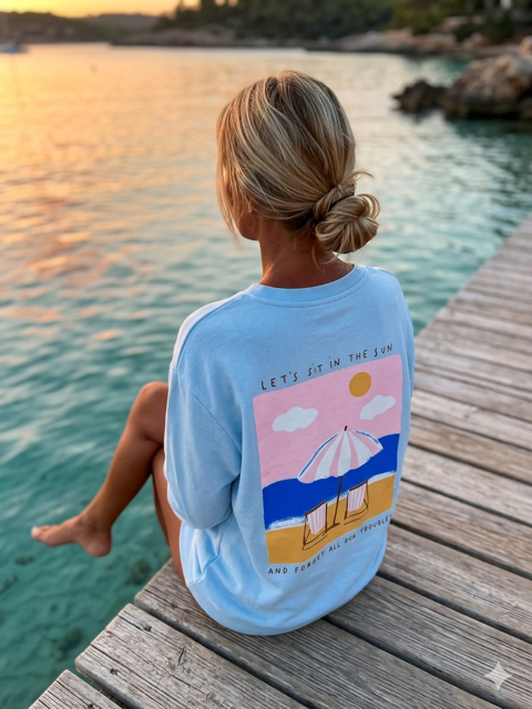 Sweat La plage, bleu
