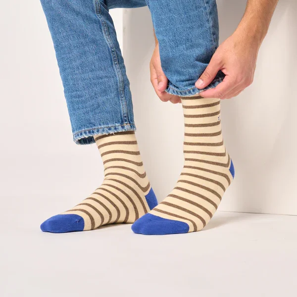 ADM Store, Surprise Malo, Chaussettes à rayures larges, marron 2.webp