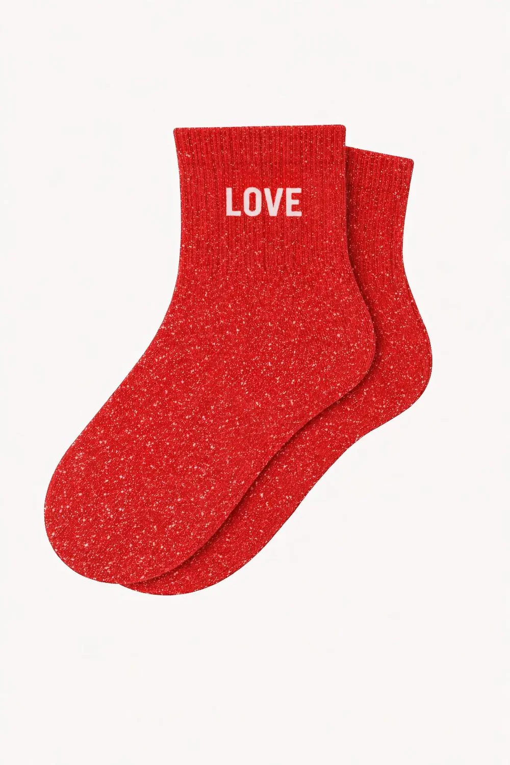 Socquettes à paillettes Love, rouge