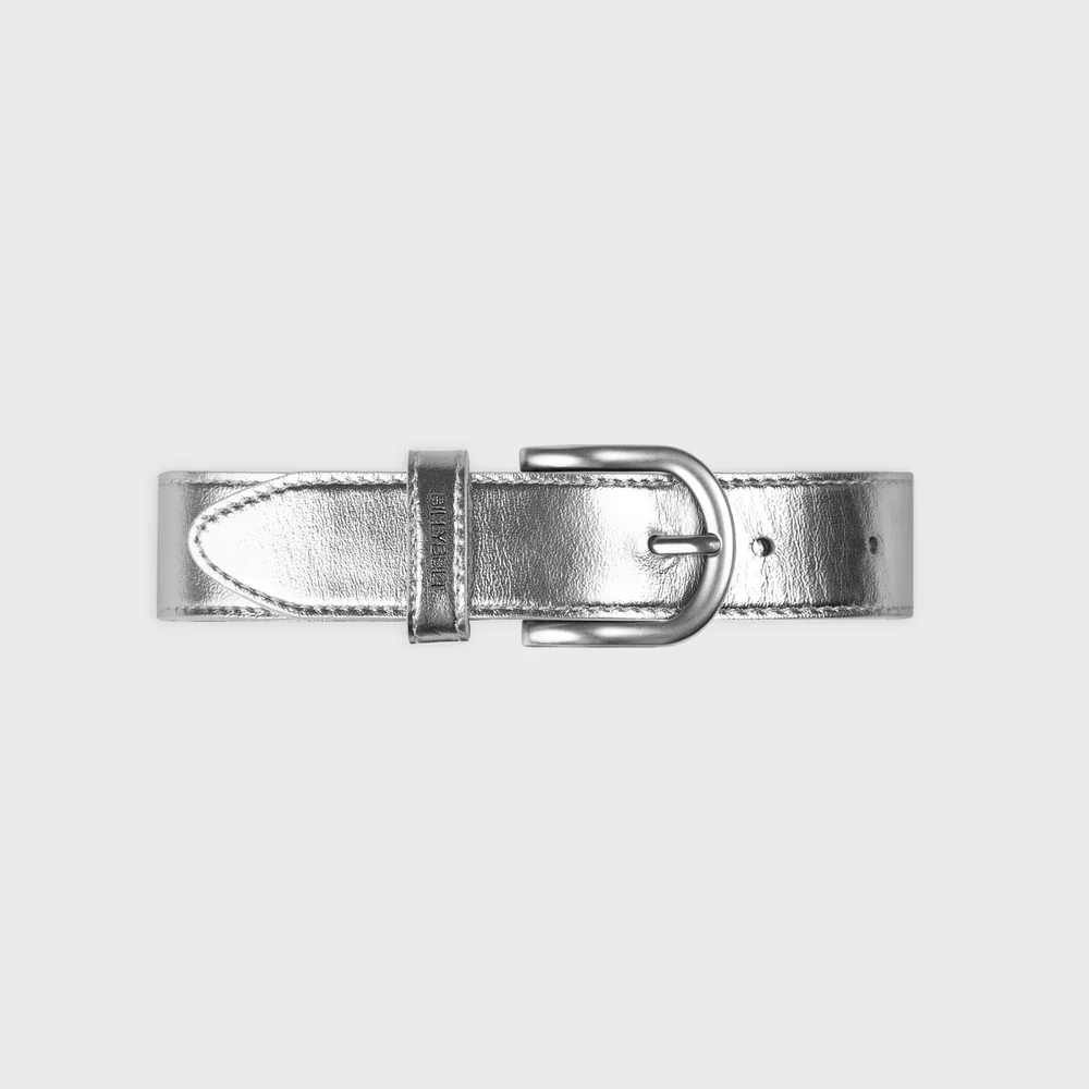 Ceinture en cuir, unie, silver