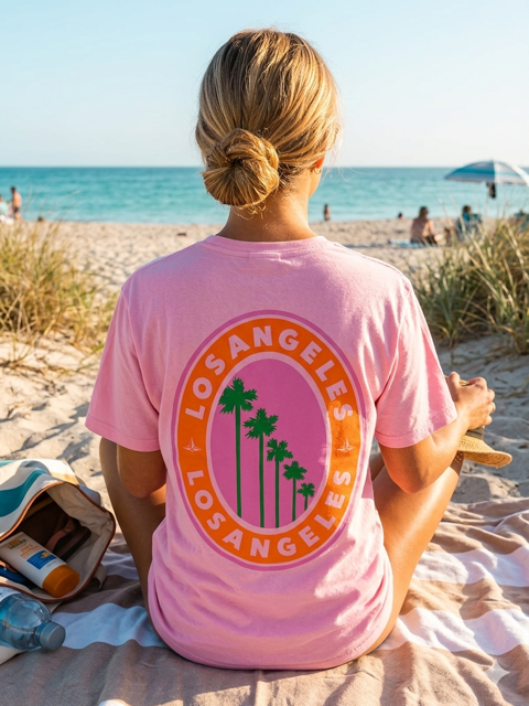 Tee-shirt Los Angeles, rose