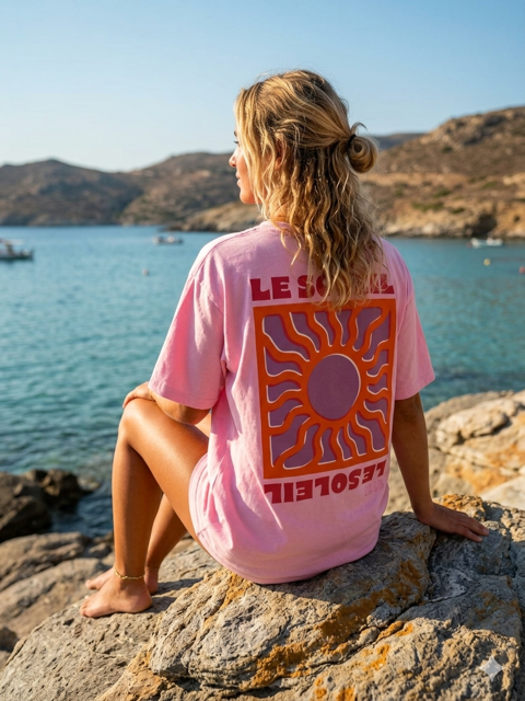 Tee-shirt, Le Soleil, rose