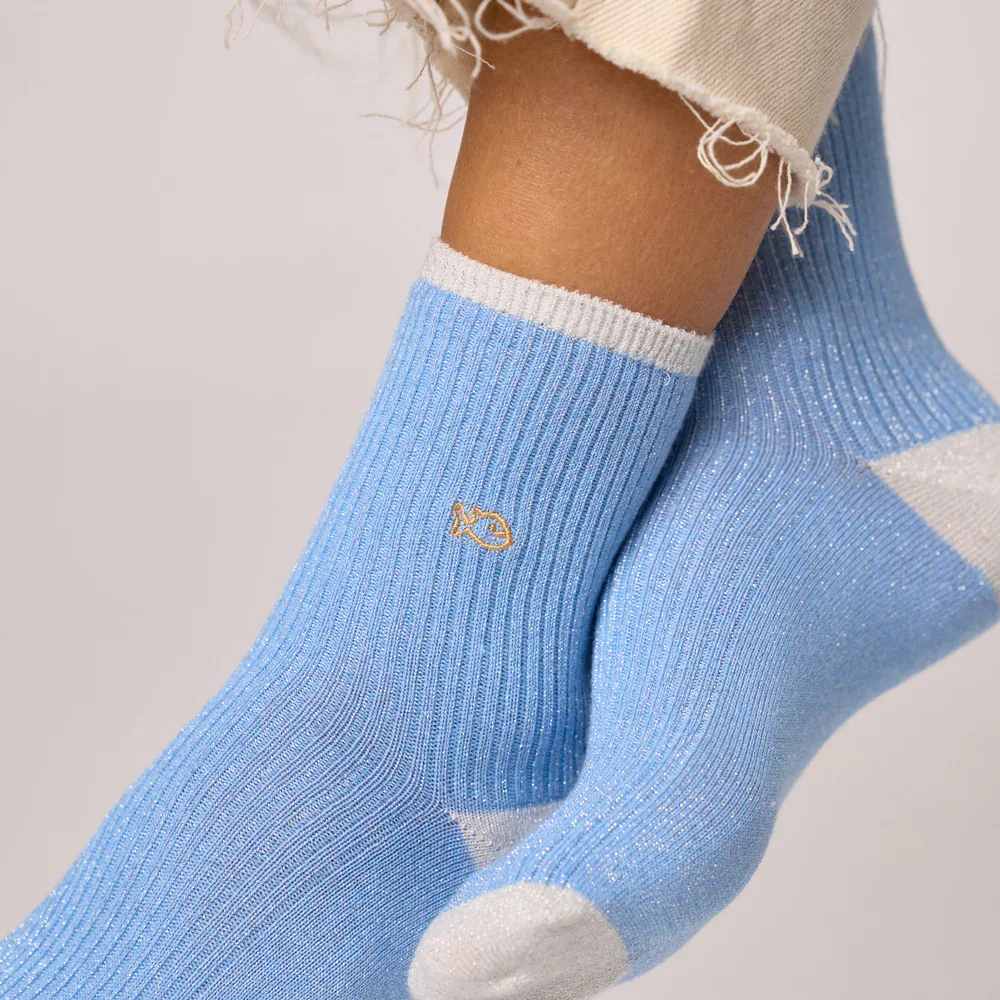 ADM Store, Surprise Malo, Chaussettes vintage pailletées, bleu 3.webp