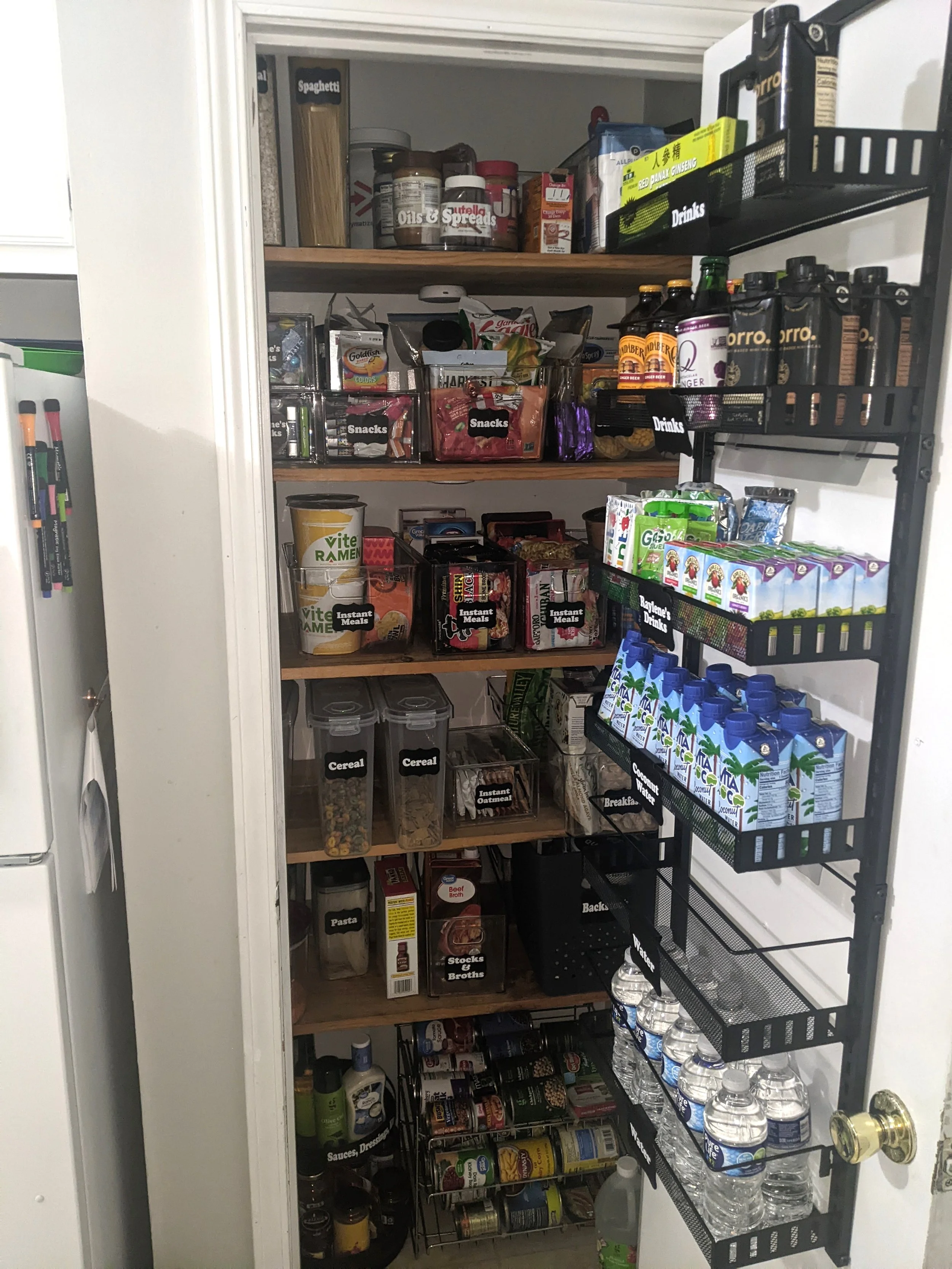 Organized pantry closet