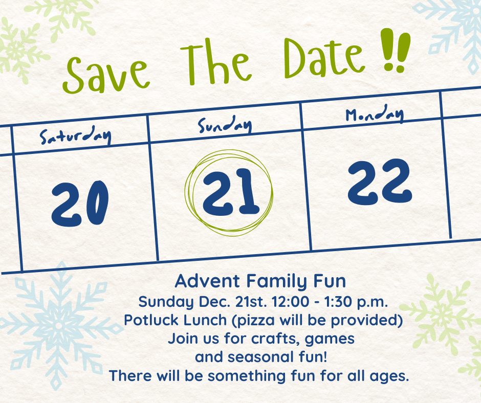 Save the date poster for an Advent Family Fun day