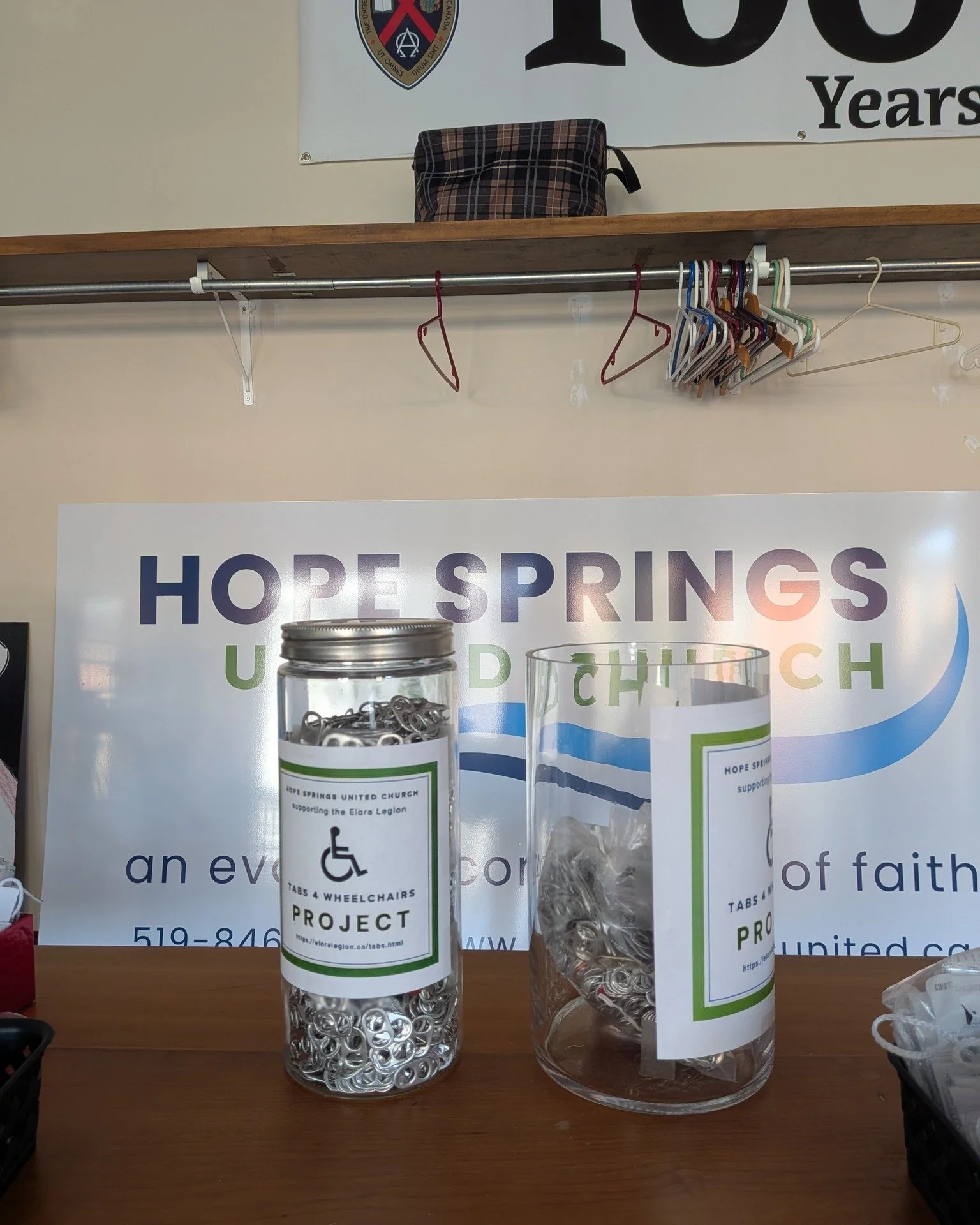 People rallied to the call for Tabs 4 Wheelchairs at Hope Springs United Church. We've had to start a second jar! 

#communitysupport #eloralegion #tabs4wheelchairs #ucc