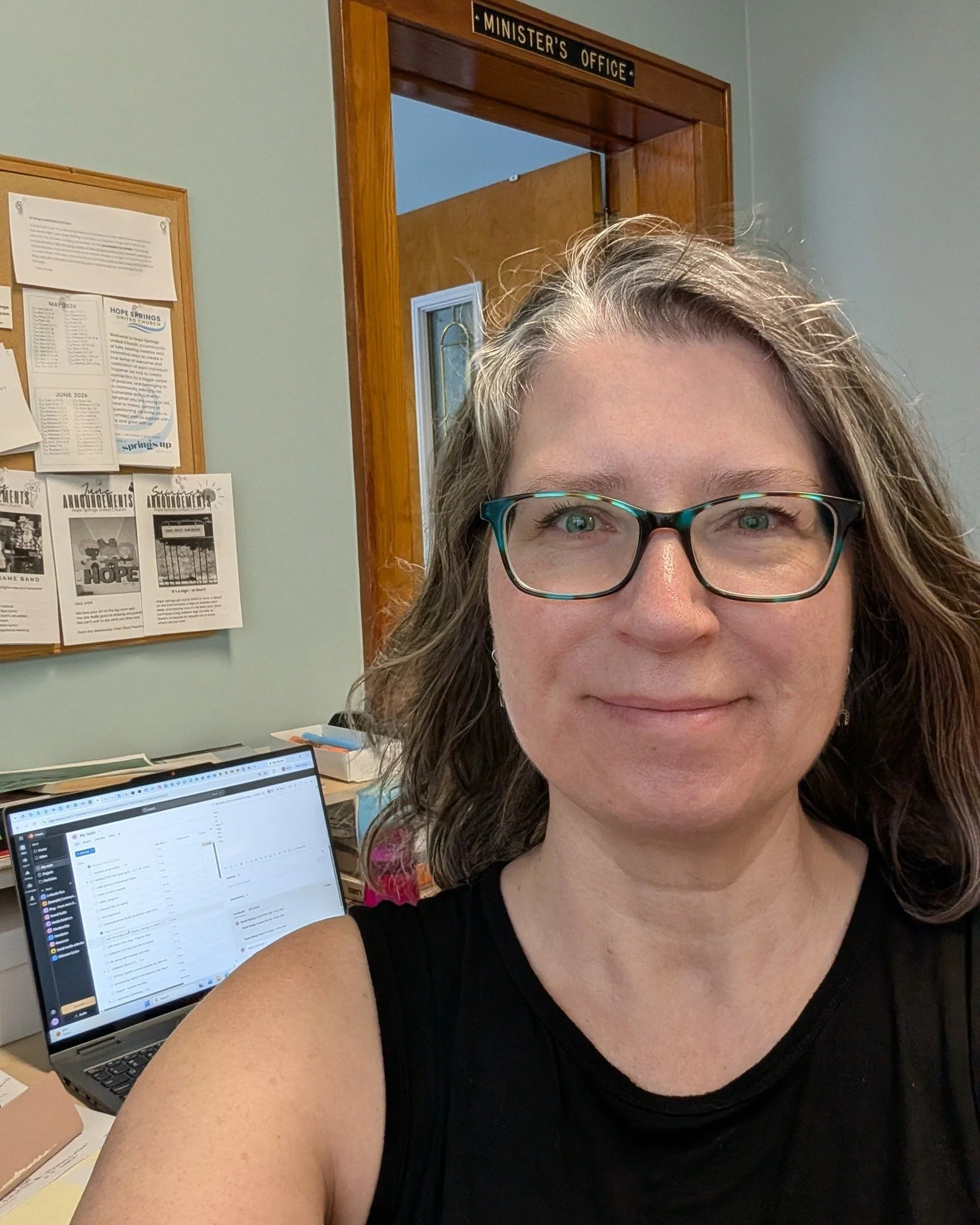Although we're not gathering for worship on Sundays that doesn't mean the church is empty. Our communications coordinator, @nicole_ensing is in the office (enjoying the cool breeze of the air conditioning). In the basement, a shy church mouse is hard
