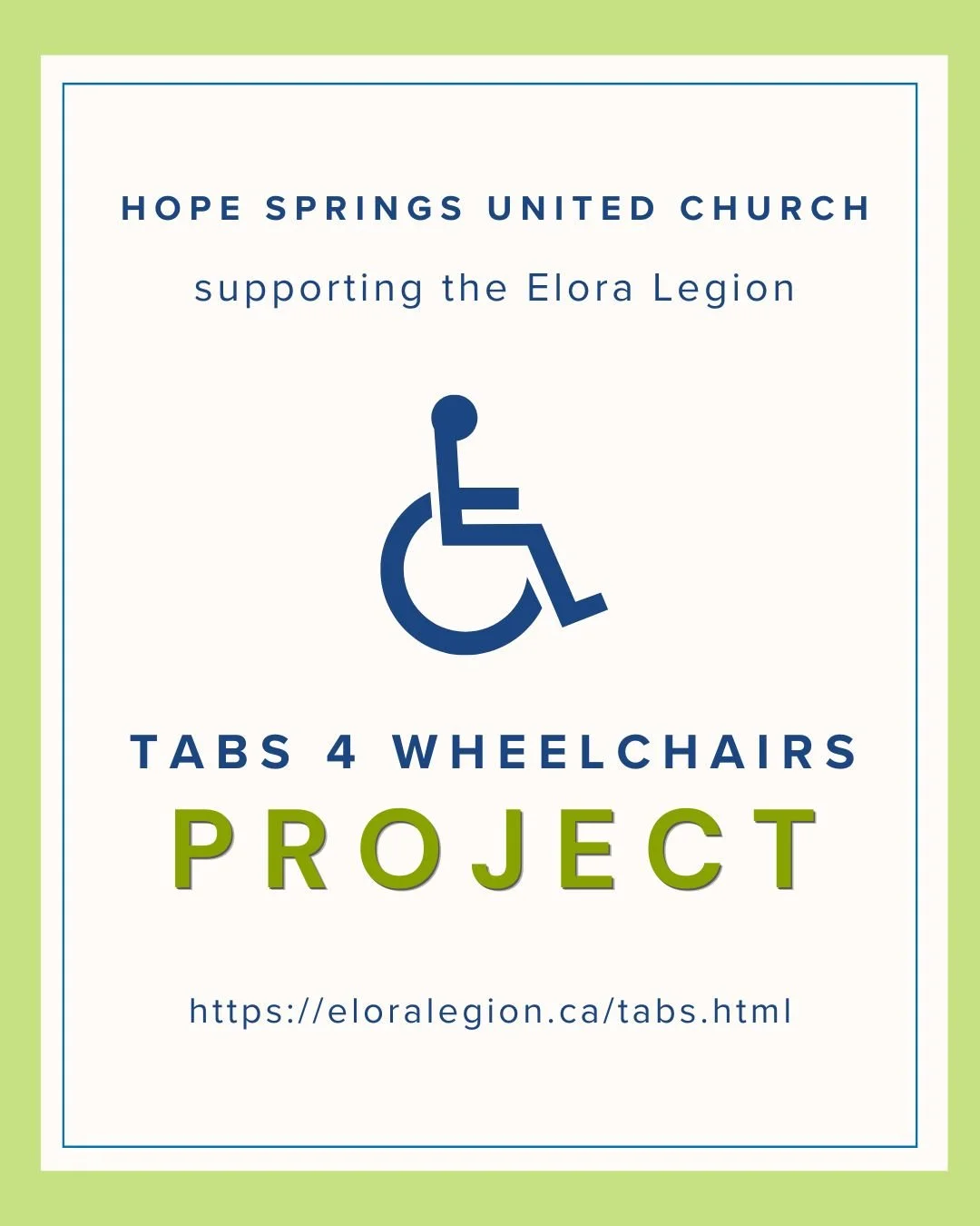 We know you've been collecting your tabs for the  Elora Legion Tabs 4 Wheelchairs project. November 1st is the last day to  bring them in! 

#communitysupport