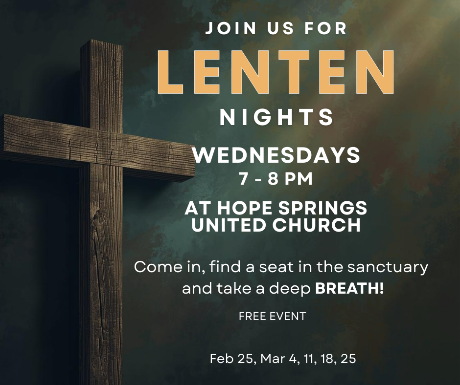 Lenten Nights invitation - Wednesdays leading up to Easter - click to Lenten Nights page