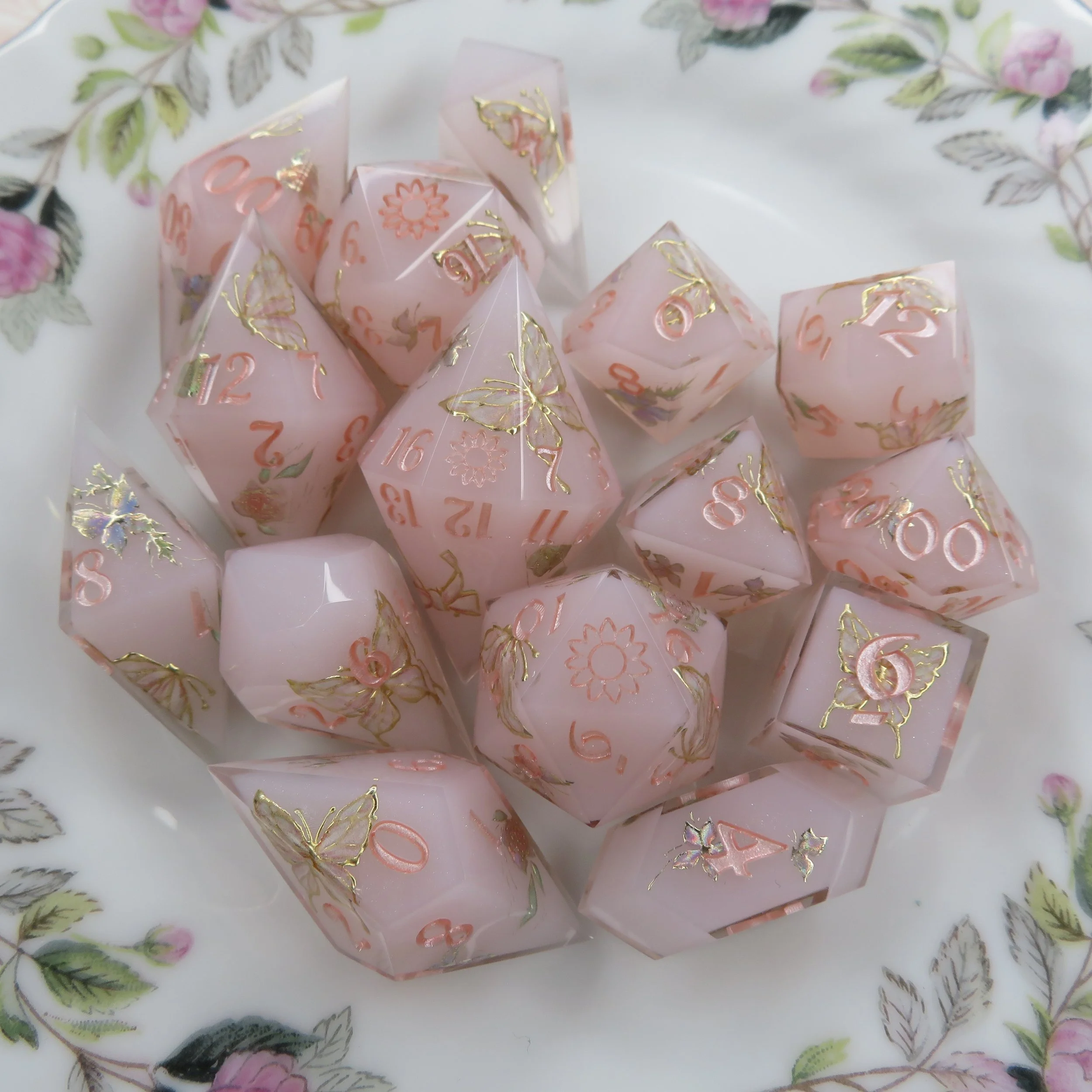 "B Grade" Blushing Butterfly Dice Sets