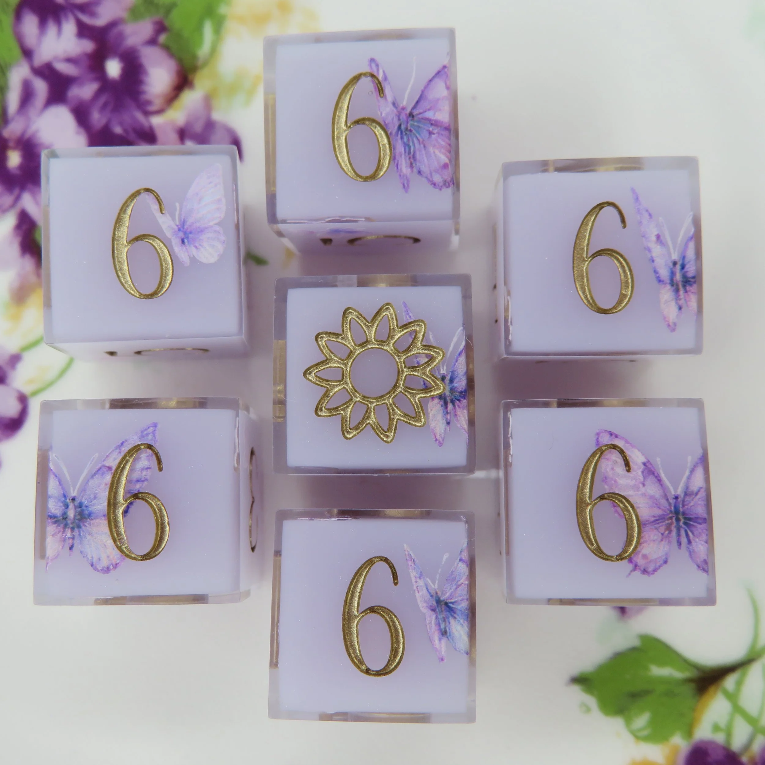 Purple Butterfly Bliss D6 Dice Set
