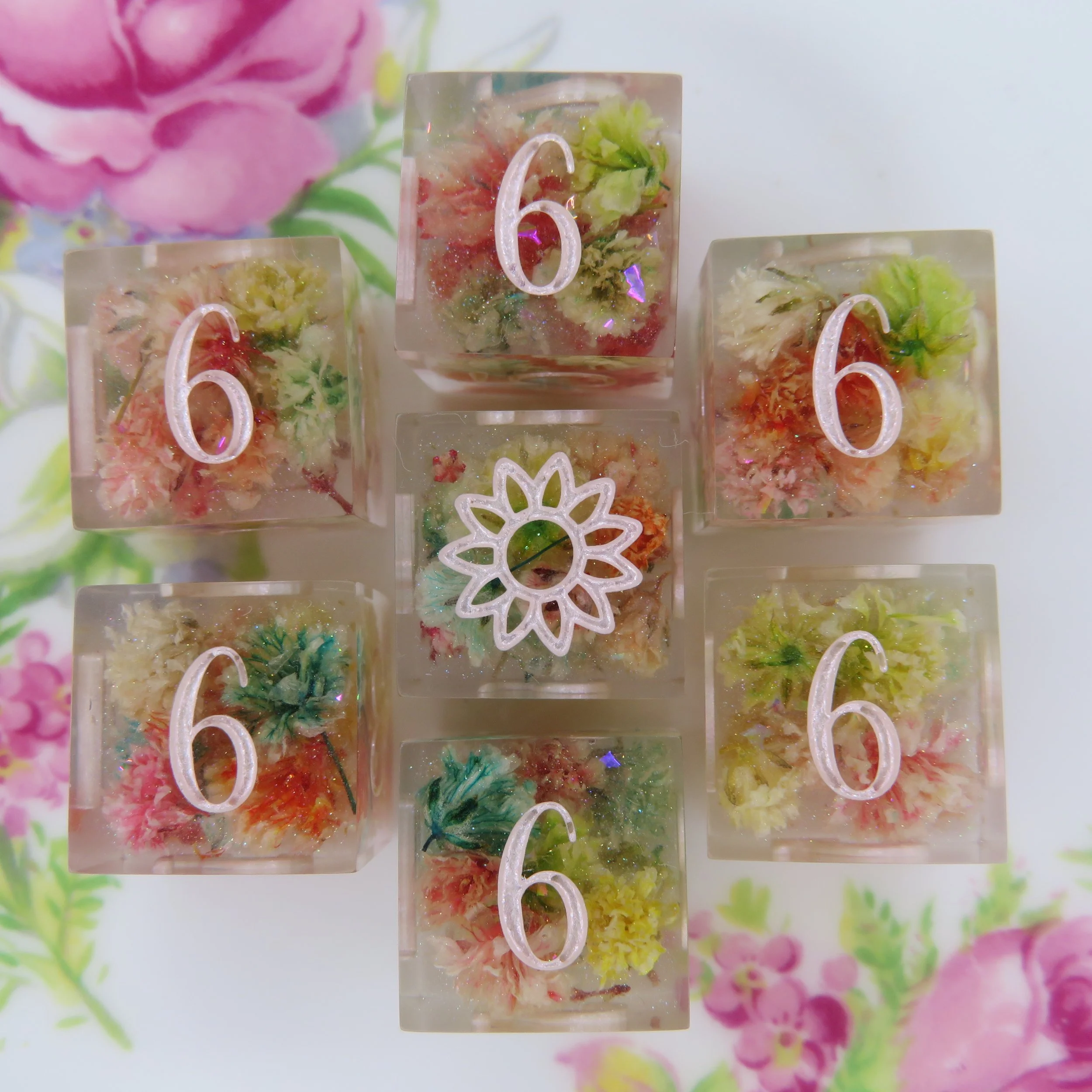 Flowers and Rainbows D6 Dice Set