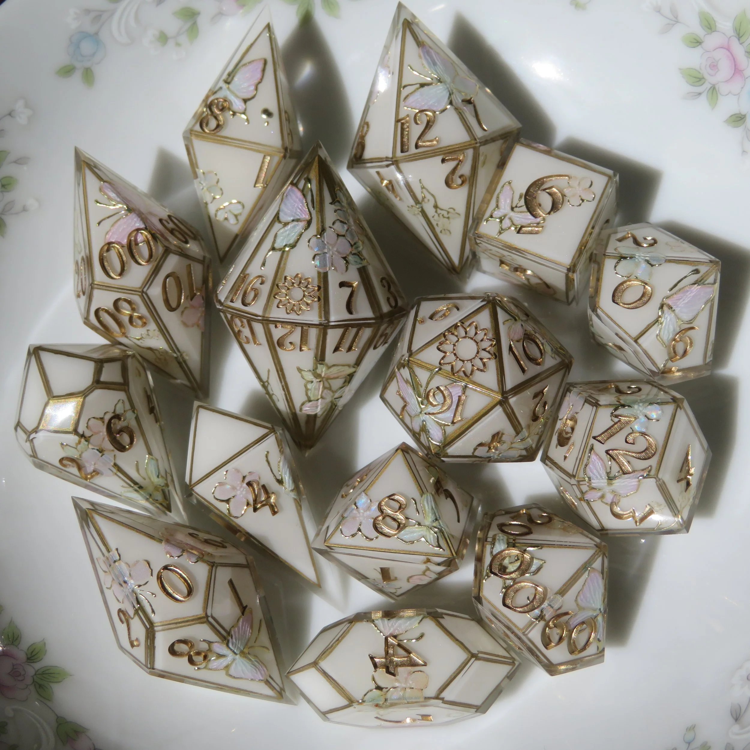 Porcelain Pastel Flutters Dice Sets