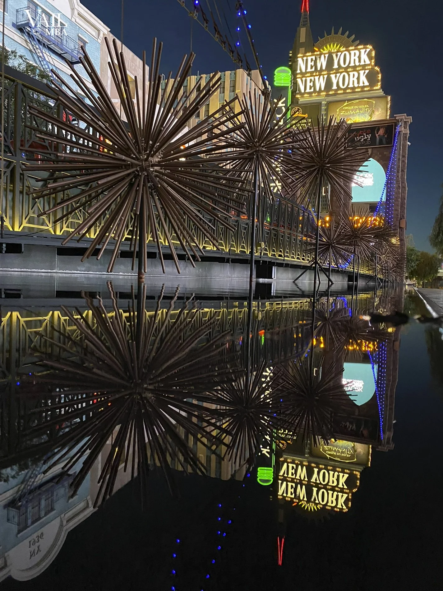 Covid era- Nighttime scene of New York New York on the Las Vegas strip.