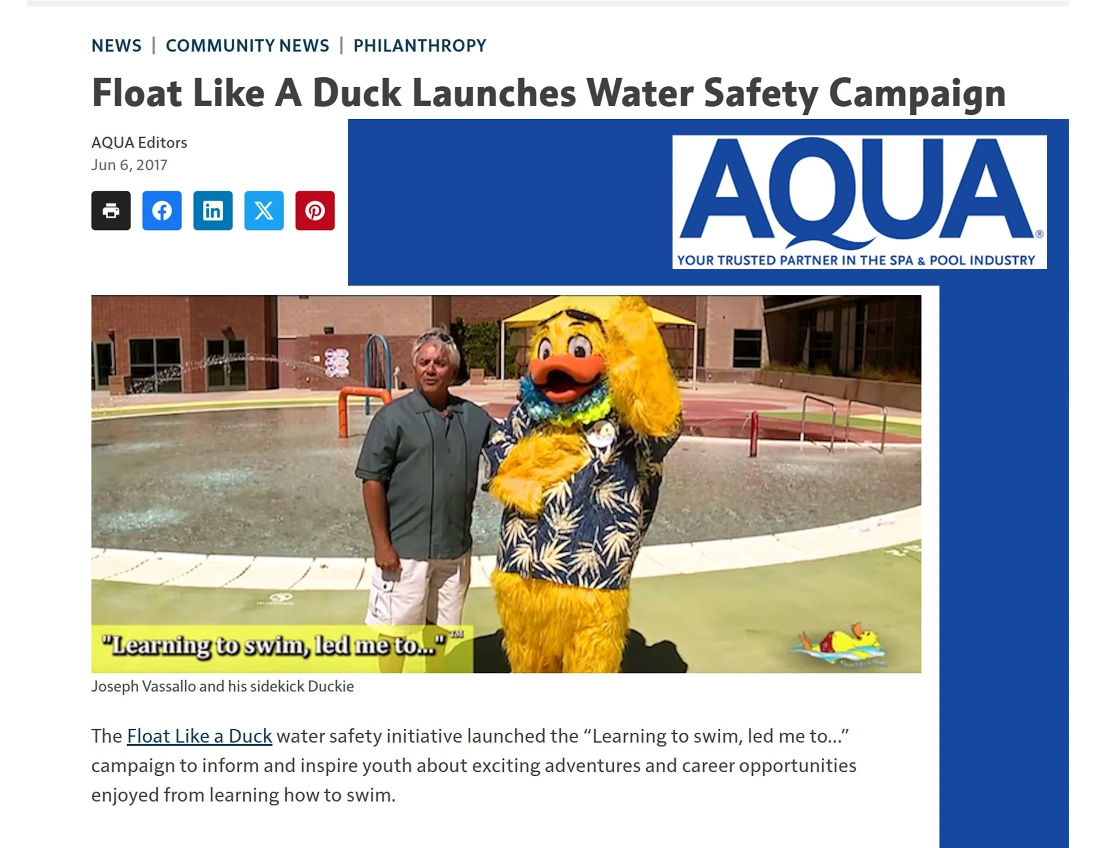 Aqua Magazine float like a duck water safety video article
