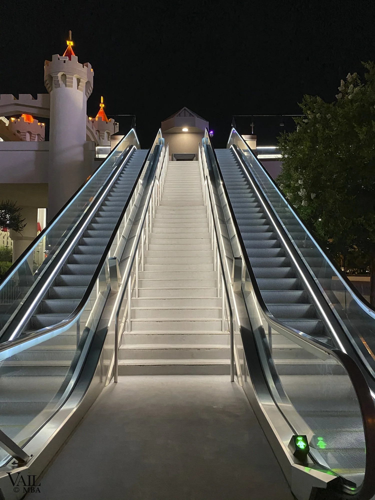 Covid era- Las Vegas Strip- empty streets, walkways and escalators.
