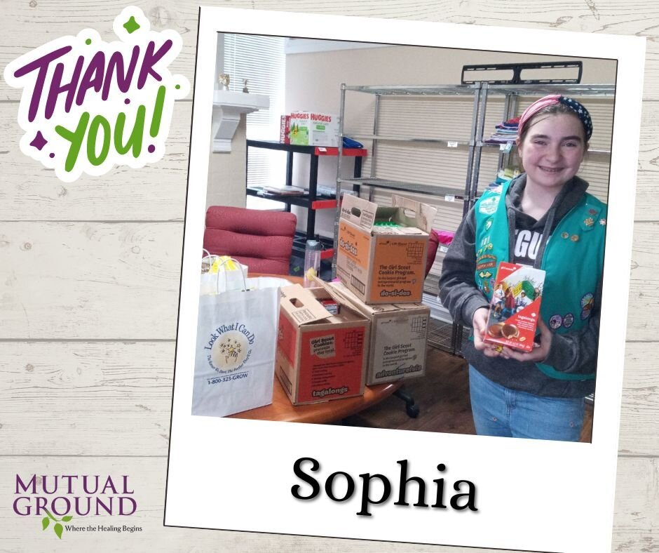 Thank you to Sophia from Girl Scout Troop 401 in Oswego who donated boxes of Girl Scout Cookies to Mutual Ground!