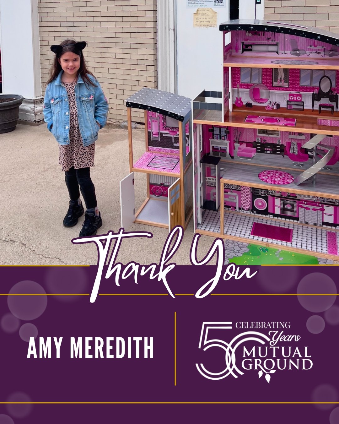 Thank you to Amy Meredith for generously donating a Barbie House to our shelter, providing our clients with a wonderful opportunity for play!
#MutualGround #ThankYou