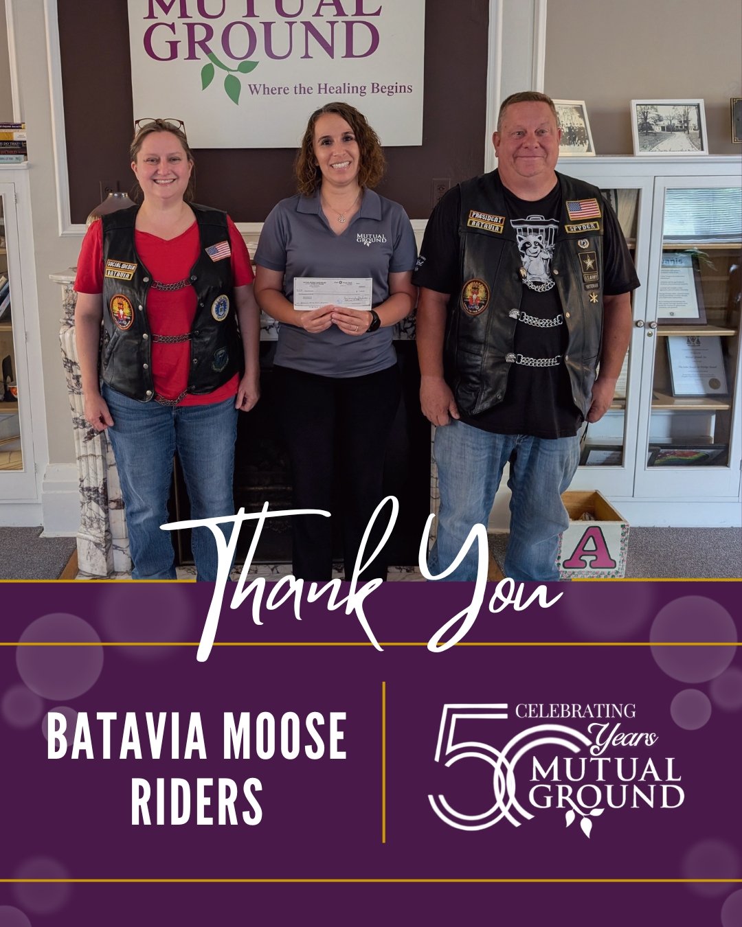 Thank you to the amazing Batavia Moose Riders for their incredible generosity in supporting our mission!
#MutualGround #BataviaMooseRiders #ThankYou