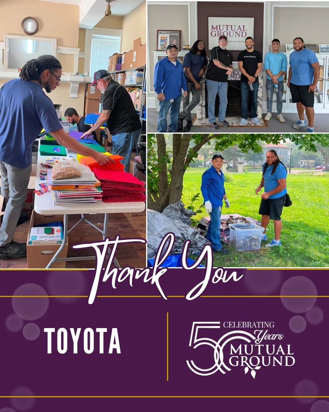 Thank you to the team from Toyota for helping us with various projects around our main campus including getting ready for our back to school backpack giveaway! 🎒
#MutualGround #Toyota #ThankYou