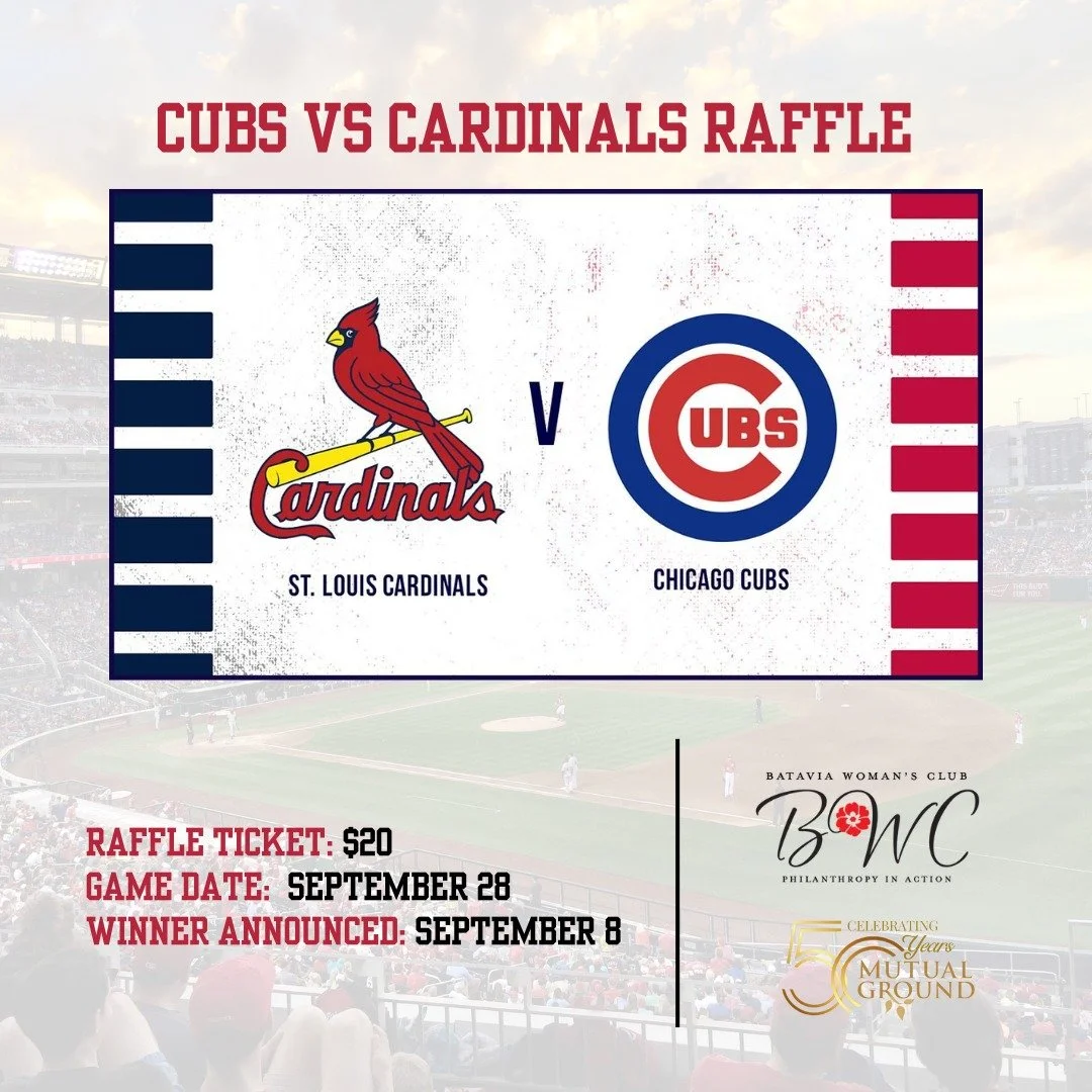The Batavia Woman’s Club is raffling off four fantastic seats to the Cubs’ final regular home game of the 2025 season — and all proceeds will benefit Mutual Ground! Don’t miss your chance to enjoy an unforgettable day at the b