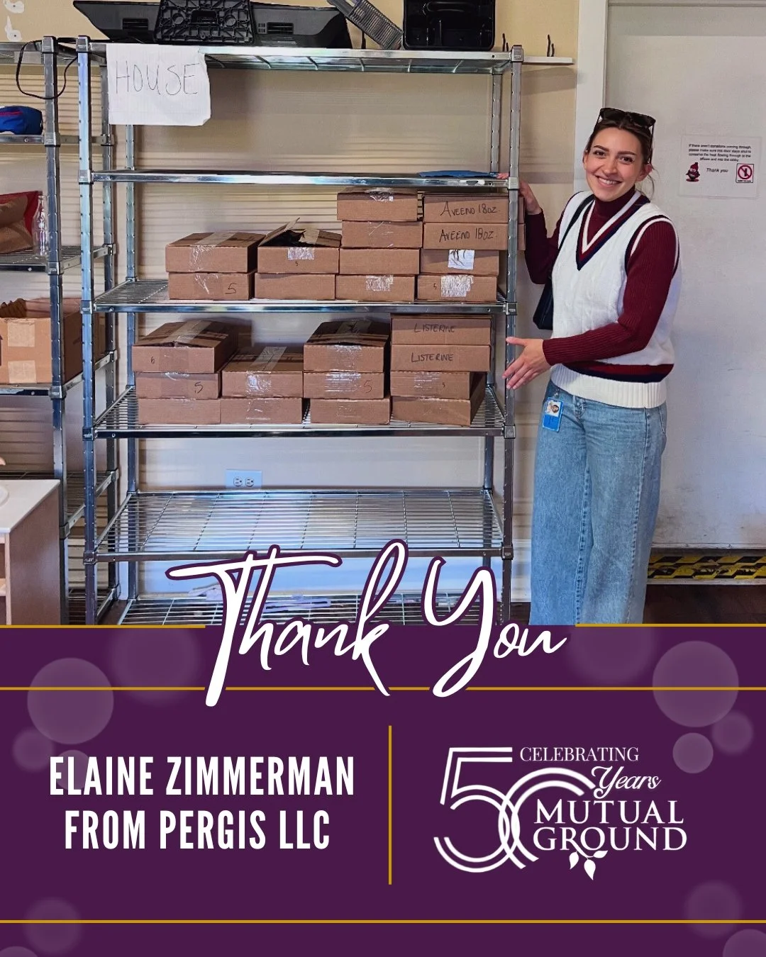 Thank you to Elaine Zimmerman from Pergis LLC for the generous donation of Listerine, Aveeno, and Magna-Tiles!
#MutualGround #PergisLLC #ThankYou