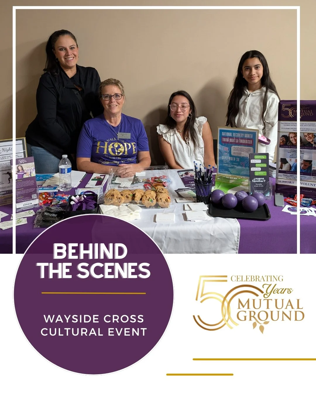 Our team was excited to connect with the community at the Wayside Cross Cultural Event! Community Engagement Advocate Laurie, Family Service Counselor Liz, and volunteer Jennifer shared information about Mutual Ground’s services and resources w