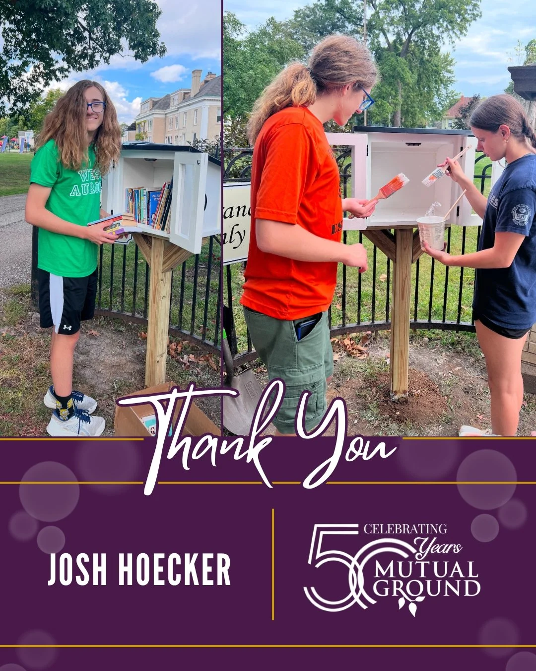 Thank you to Josh Hoecker of Boy Scout Troop 3 in Aurora for completing his Eagle Scout Project with Mutual Ground! Josh built a Little Library&mdash;a small, free book exchange where anyone can take a book or leave a book&mdash;and filled it with bo