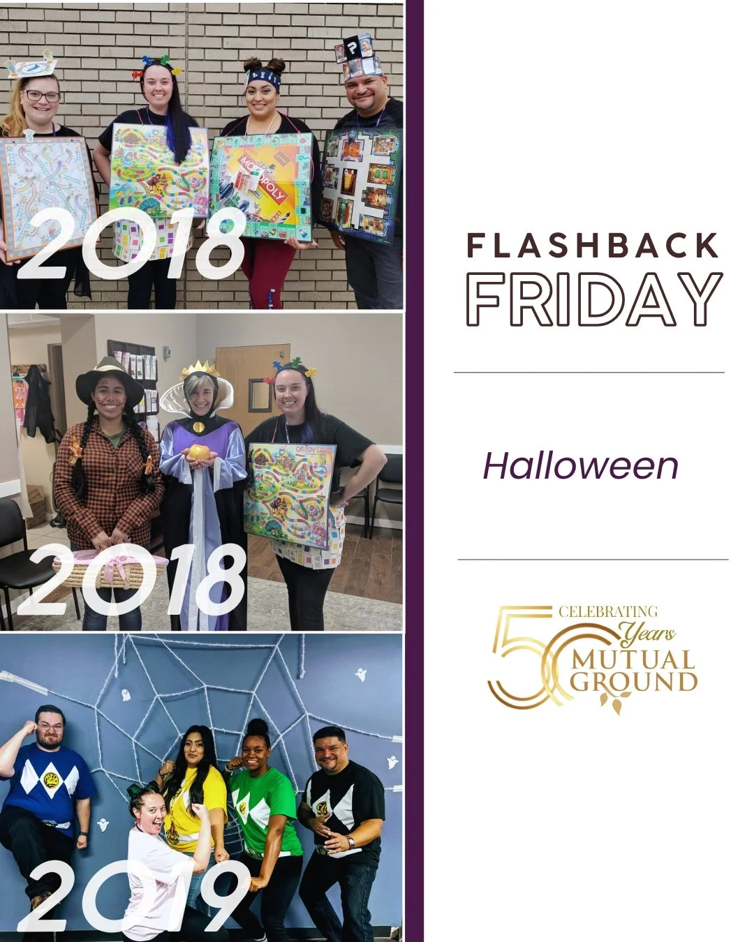 ⭐ Flashback Friday ⭐

We&rsquo;re taking it back to Halloween 2018 and 2019, when our team got creative with their costumes &mdash; from Power Rangers and a scarecrow to iconic board games and the Evil Queen from Snow White! 🎃 

Always bringing fun,