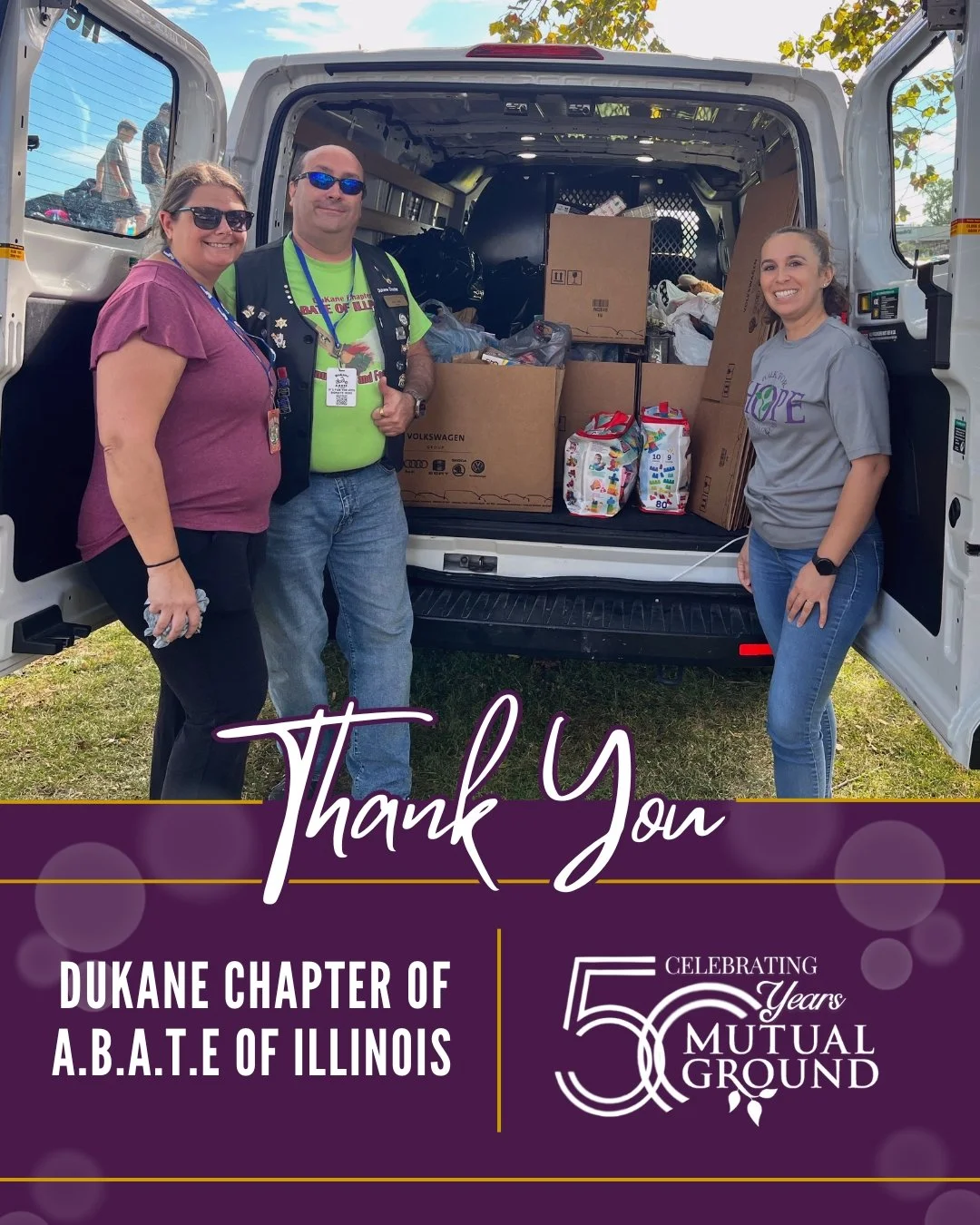 We are deeply grateful to the DuKane Chapter of ABATE of Illinois for selecting Mutual Ground as one of the recipients of their annual Toy and Food Drive. The donated toys will support our Winter Wonderland event, providing holiday cheer and essentia