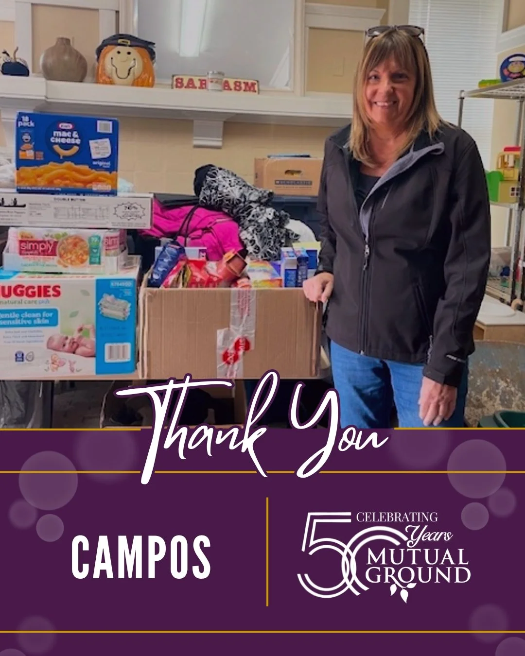 A huge thank you to CAMPOS for hosting a food drive for our shelter! Your generosity in donating much-needed food helps support the families and individuals we serve! 

#MutualGround #CAMPOS #ThankYou