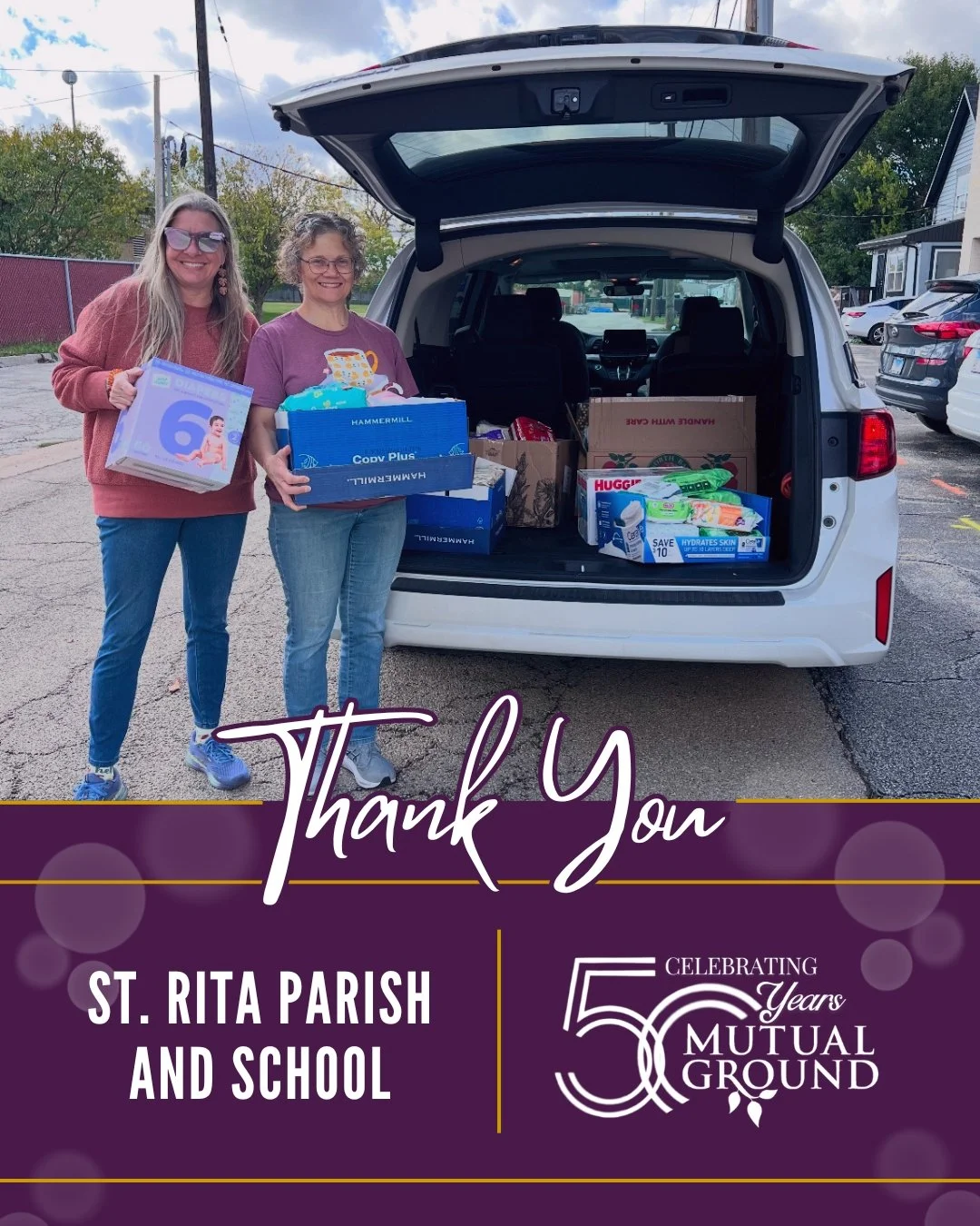 Every year, St. Rita of Cascia Parish and School hosts their Annual Baby Shower and generously donates baby items to Mutual Ground. Thank you for your continued support and for helping the families we serve!

#MutualGround #StRitaOfCascia #ThankYou