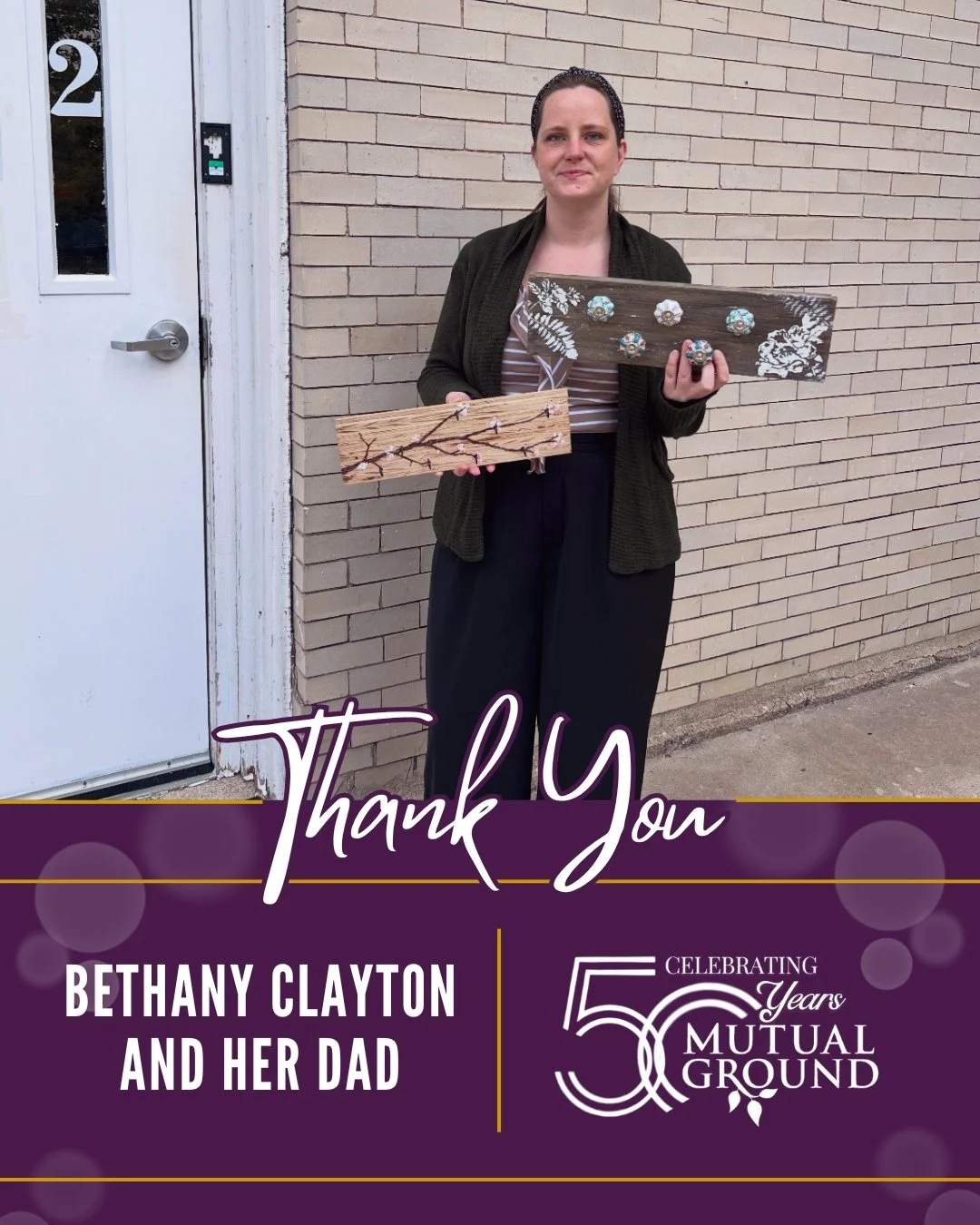 Bethany Clayton and her dad spent their time handcrafting beautiful jewelry holders for our clothing closet, adding a personal touch that will help make our clothing closet even more welcoming. Thank you to Bethany and her dad for sharing their talen