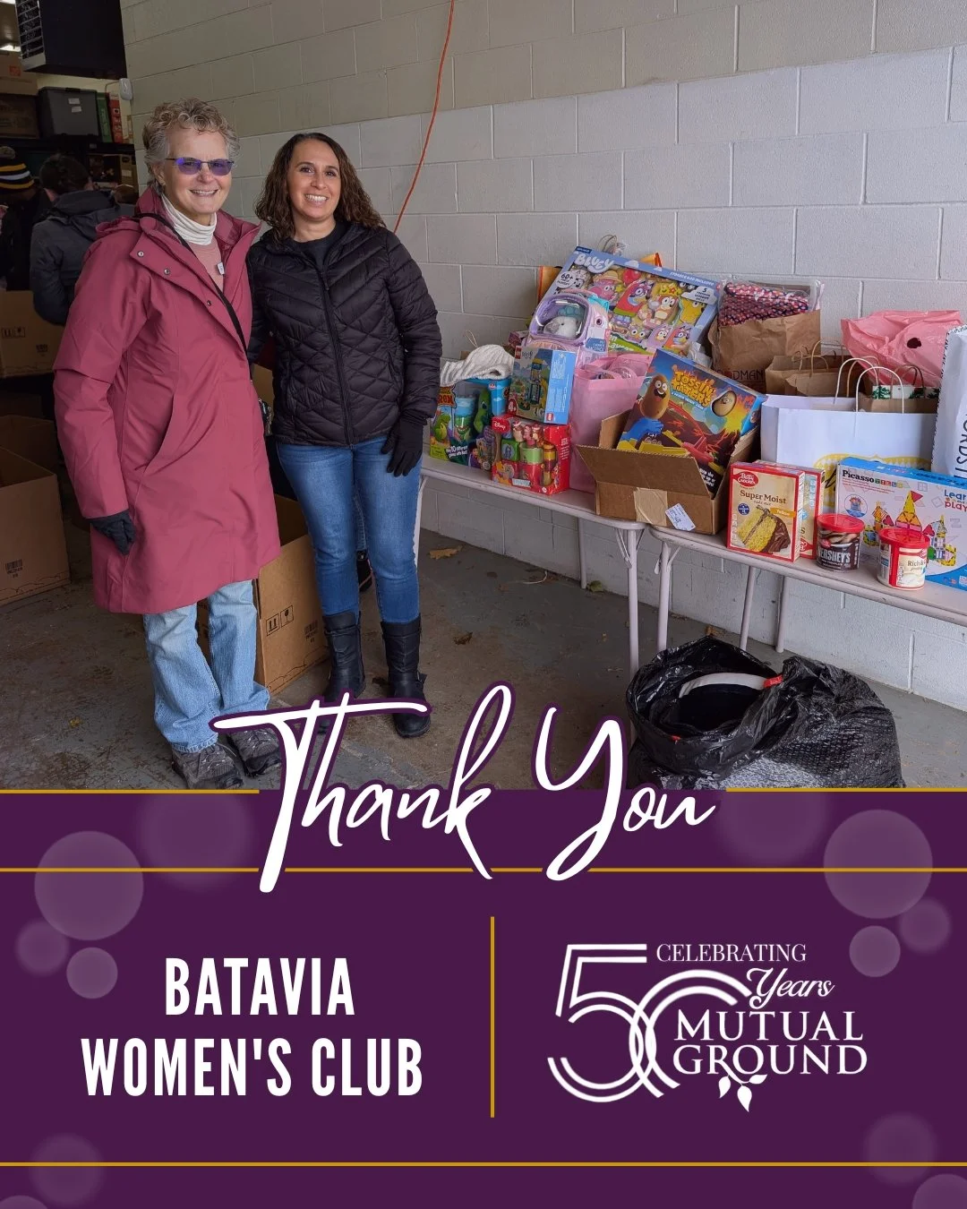 Thank You, Batavia Women&rsquo;s Club! We are so grateful for your generous donation of gifts for our Winter Wonderland Shoppe. Your kindness will help bring joy and holiday cheer to the families we serve. ❄️ 

#MutualGround #BataviaWomen'sClub #Wint
