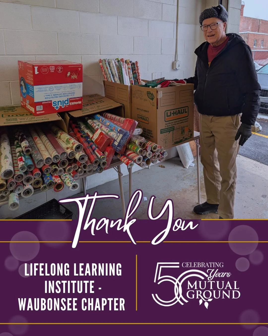 A heartfelt thank you to The Lifelong Learning Institute &ndash; Waubonsee Chapter for donating wrapping paper for our Winter Wonderland Shoppe! Your thoughtful contribution helps us add that special finishing touch to every gift! 

#MutualGround #Li