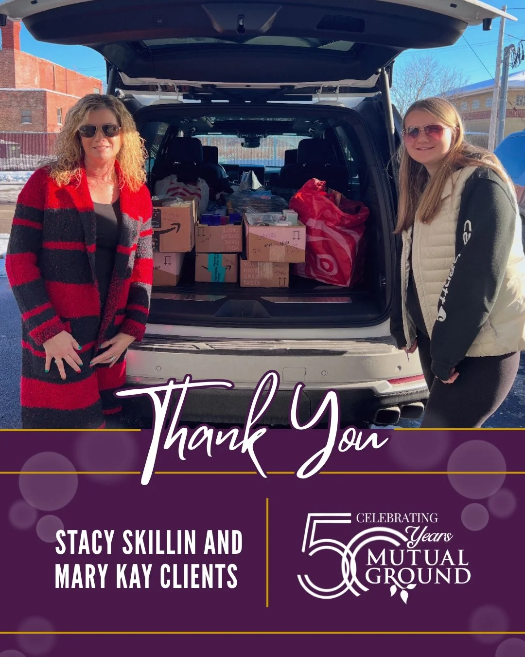 We extend a heartfelt thank you to Stacy Skillin and Mary Kay clients for their generous gift donation to our Winter Wonderland Shoppe! We are truly grateful for your support!

#MutualGround #MaryKay #ThankYou