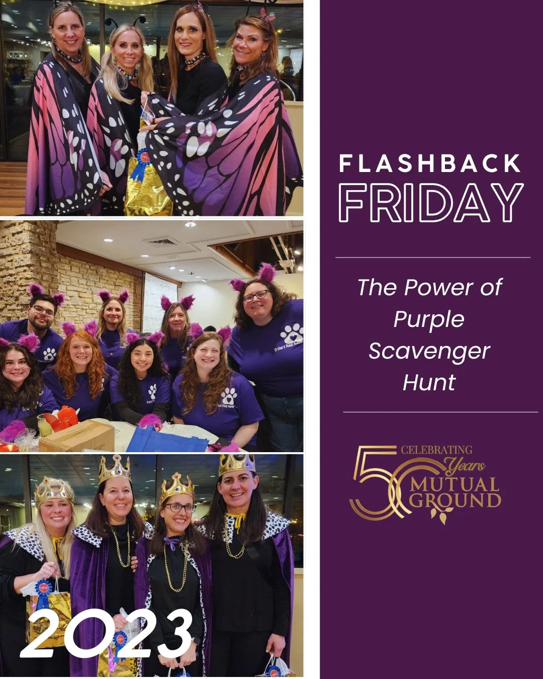⭐ Flashback Friday ⭐

In 2023 Mutual Ground hosted The Power of Purple Scavenger Hunt, a fundraiser where teams navigated downtown Geneva using maps as their guides. The excitement continued afterward with an after-party featuring pizza, appetizers, 