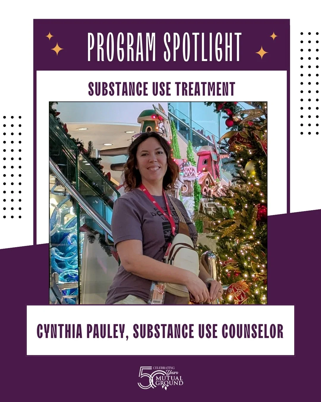 ⭐Program Spotlight - Substance Use Treatment⭐

Meet Cynthia Pauley, a Substance Use Counselor in Mutual Ground&rsquo;s Substance Use Treatment Services!  Cynthia provides individual counseling, giving clients a confidential and supportive space to fe