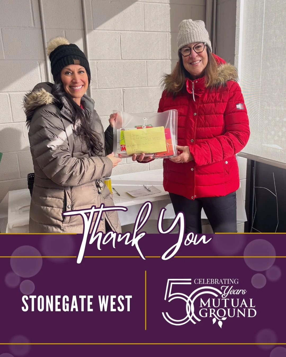 Thank you to Stonegate West for their generous donation of gift cards to our Winter Wonderland Shoppe! We are so grateful for your support!

#MutualGround #StonegateWest #ThankYou