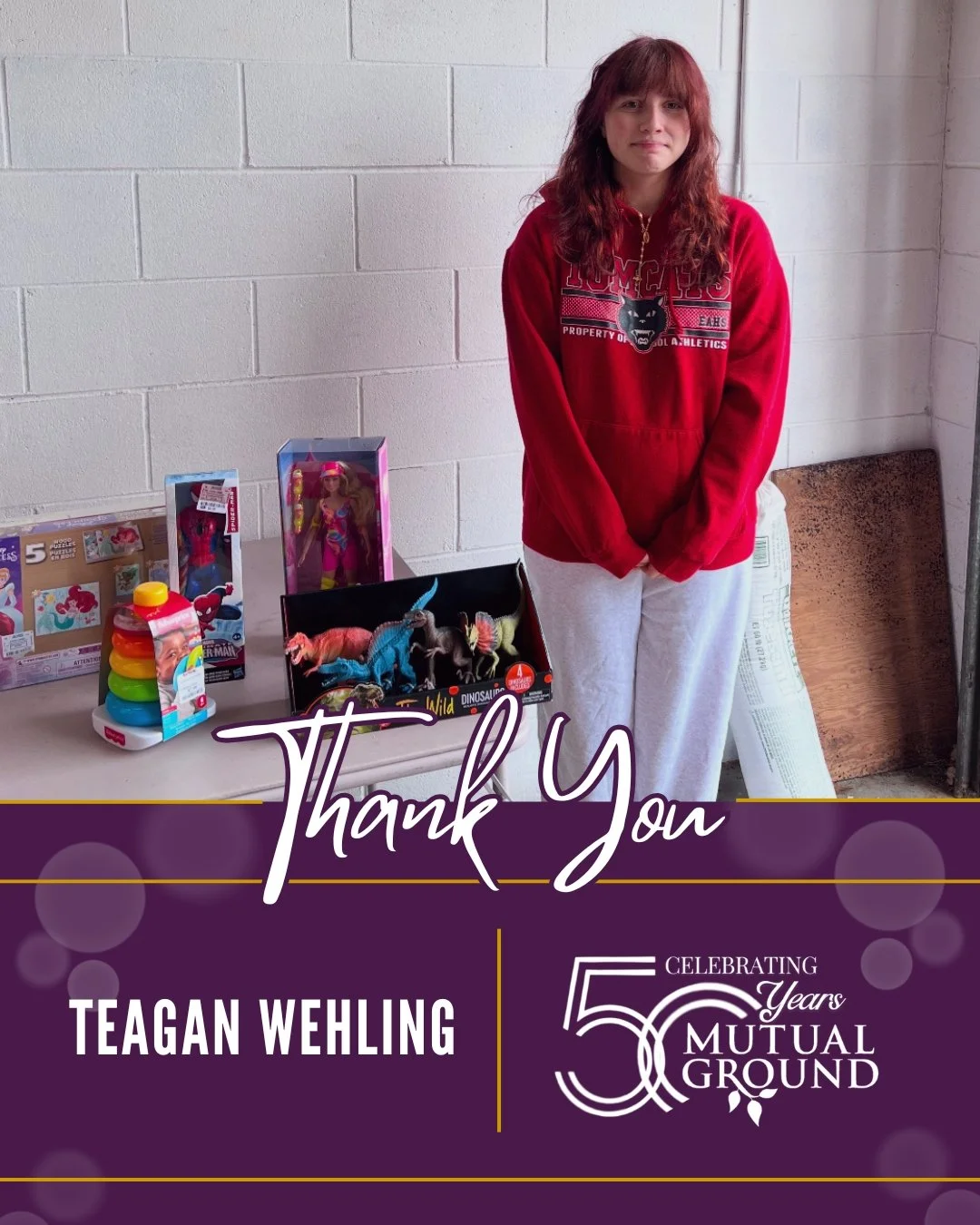 Thank you to Teagan Wehling for spreading joy through their thoughtful toy donation to our Winter Wonderland Shoppe! 

#MutualGround #ThankYou