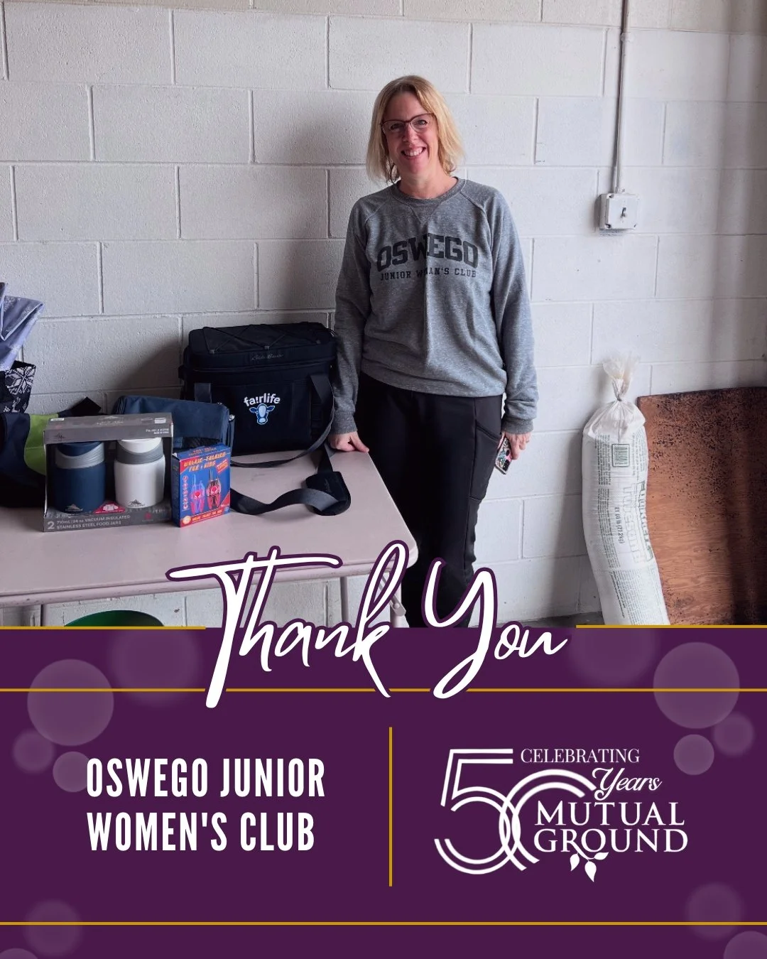 Thank you to the Oswego Junior Women&rsquo;s Club for their generous gift donations to our Winter Wonderland Shoppe! 

#MutualGround #OswegoJuniorWomensClub #ThankYou