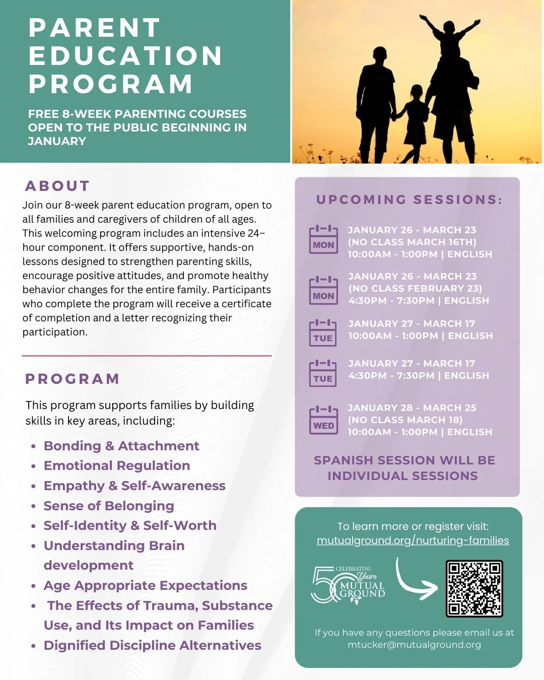 Unlock your potential with our transformative Parent Education Program! An 8-week program designed for families with children of all ages. Throughout the program, families participate in structured lessons that promote positive parenting practices wh