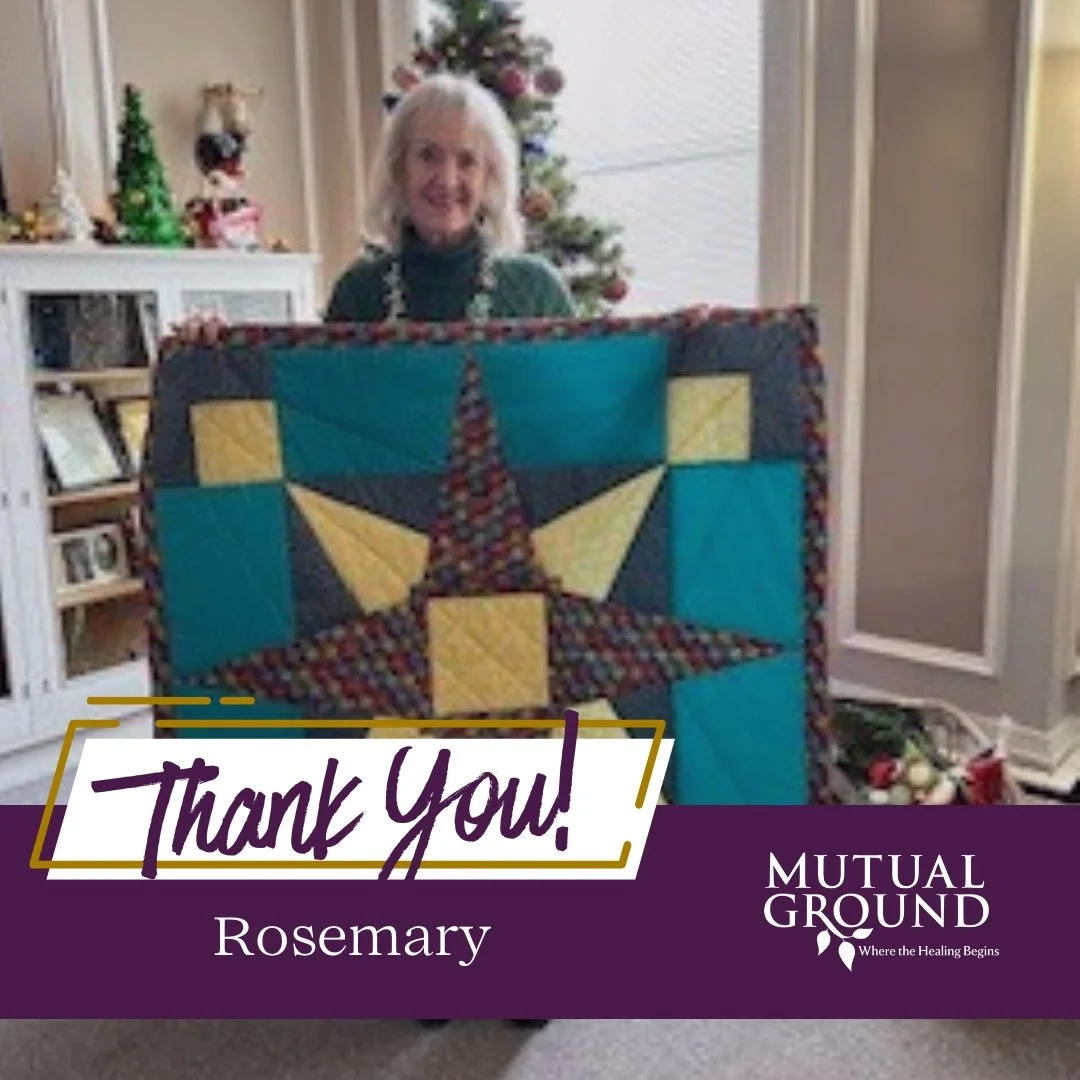 We&rsquo;re so grateful to celebrate Rosemary Hauser, a longtime friend of Mutual Ground, who has just completed her 1,000th quilt for our clients. Thank you, Rosemary, for your incredible generosity and dedication! 🧵 

#MutualGround #ThankYou