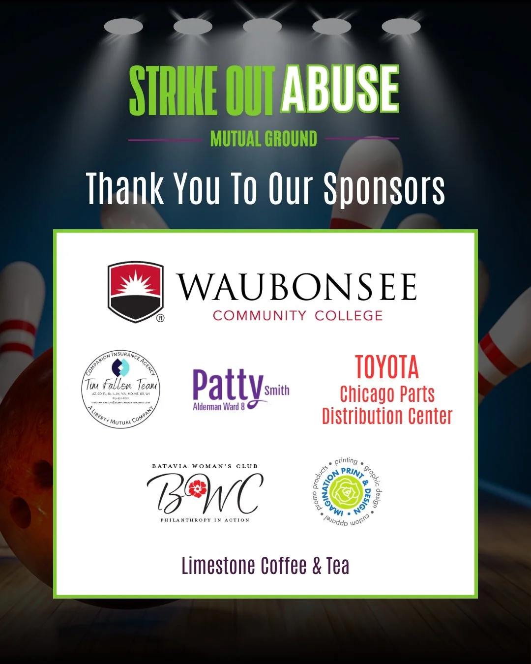 💜 A huge thank you to our Strike Out Abuse sponsors!

Your incredible support helps make tonight's event a success&mdash;bringing together fun, community, and impact to benefit individuals and families affected by domestic violence, sexual violence 