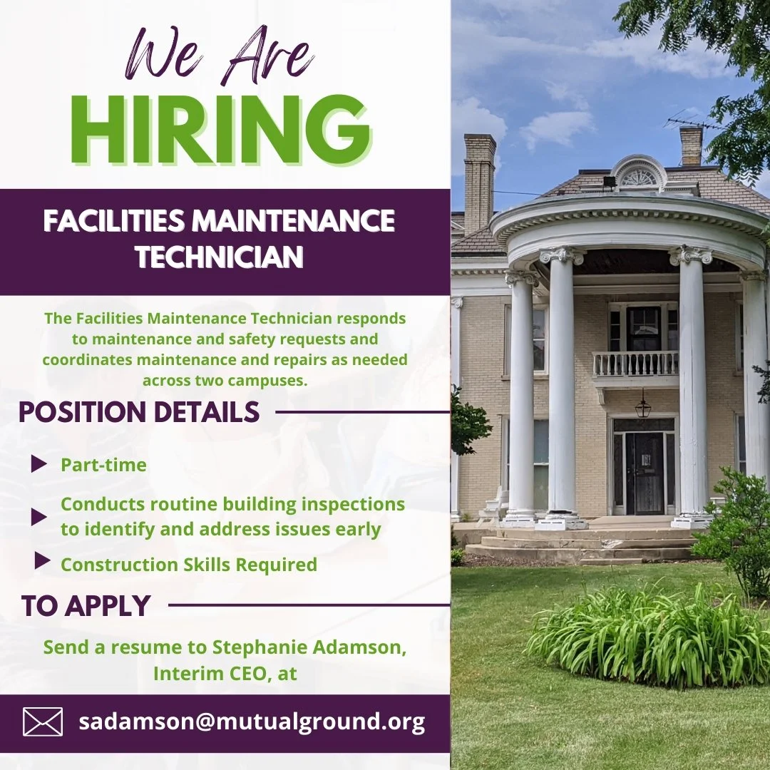 🌟We&rsquo;re Hiring!🌟 

Mutual Ground is seeking a part-time Facilities Maintenance Technician responsible for building upkeep across our two campuses.

This role responds to maintenance and safety requests and coordinates repairs to help keep our 