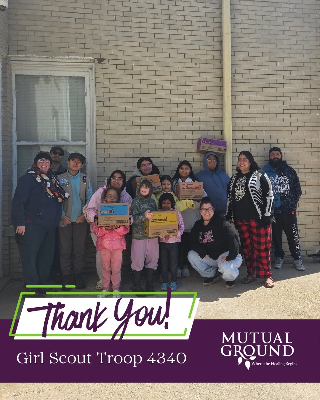 💜 Thank you, Girl Scout Troop 4340, for your generous cookie donation!

Your sweet support brought smiles to the individuals and families we serve, and we are so grateful for your kindness.

#MutualGround #Gratitude #ThankYou