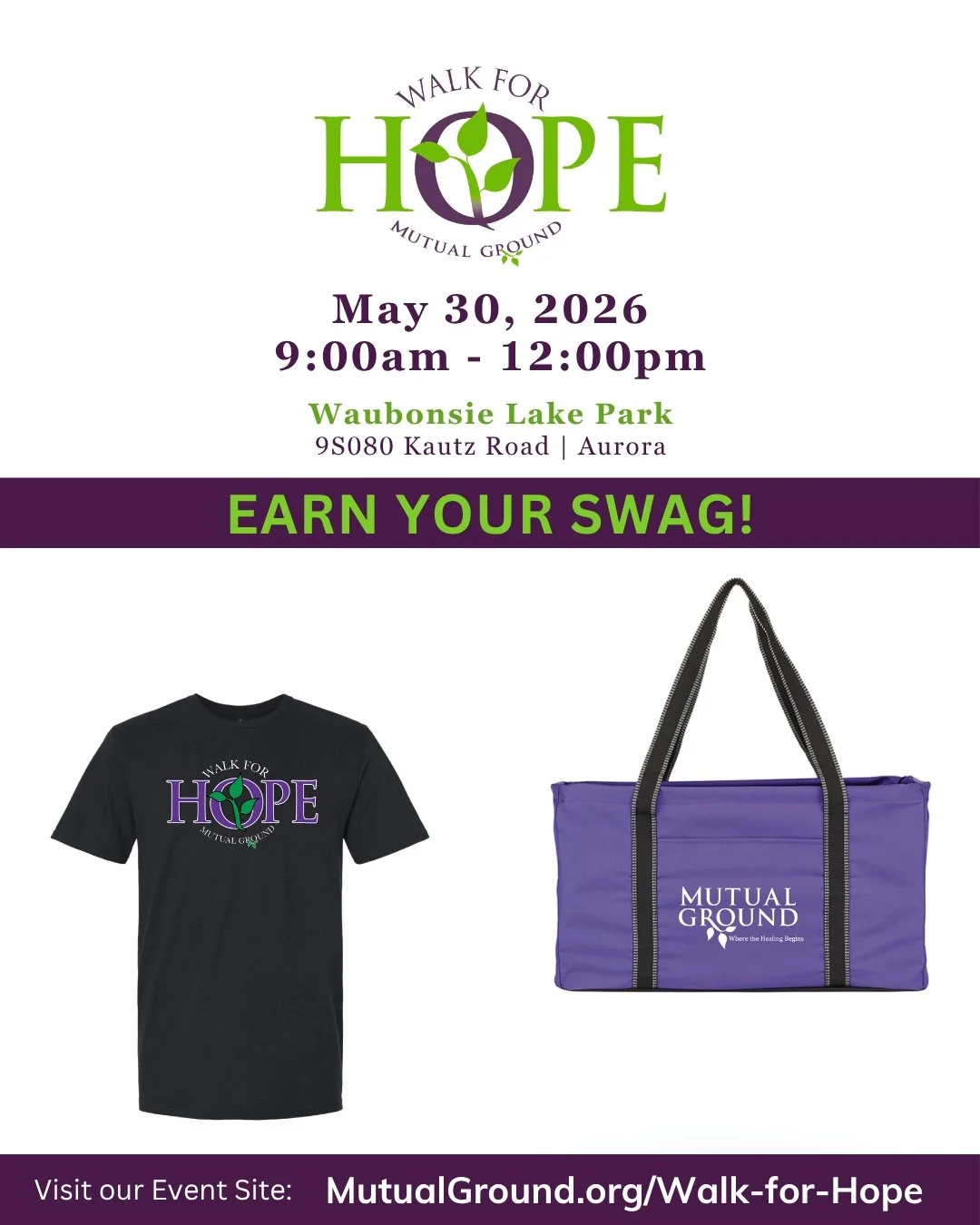 💜 Walk for Hope &ndash; Earn Your Swag!

Join us for Walk for Hope and help support individuals and families impacted by domestic violence, sexual violence, and substance use.

- Raise or donate $50 and receive an official Walk for Hope t-shirt
- Ra