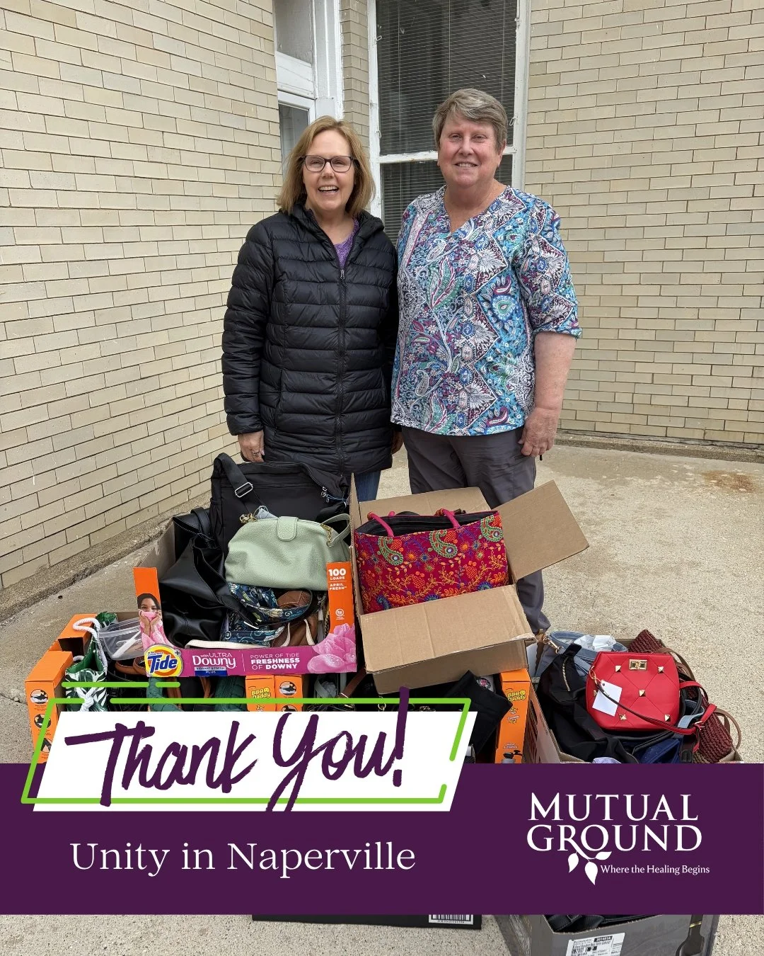 💜 Thank you, Unity in Naperville, for the generous Love Purse donation!

Your kindness and support provide comfort to the individuals we serve, and we are so grateful for your generosity.

#MutualGround #Gratitude #ThankYou