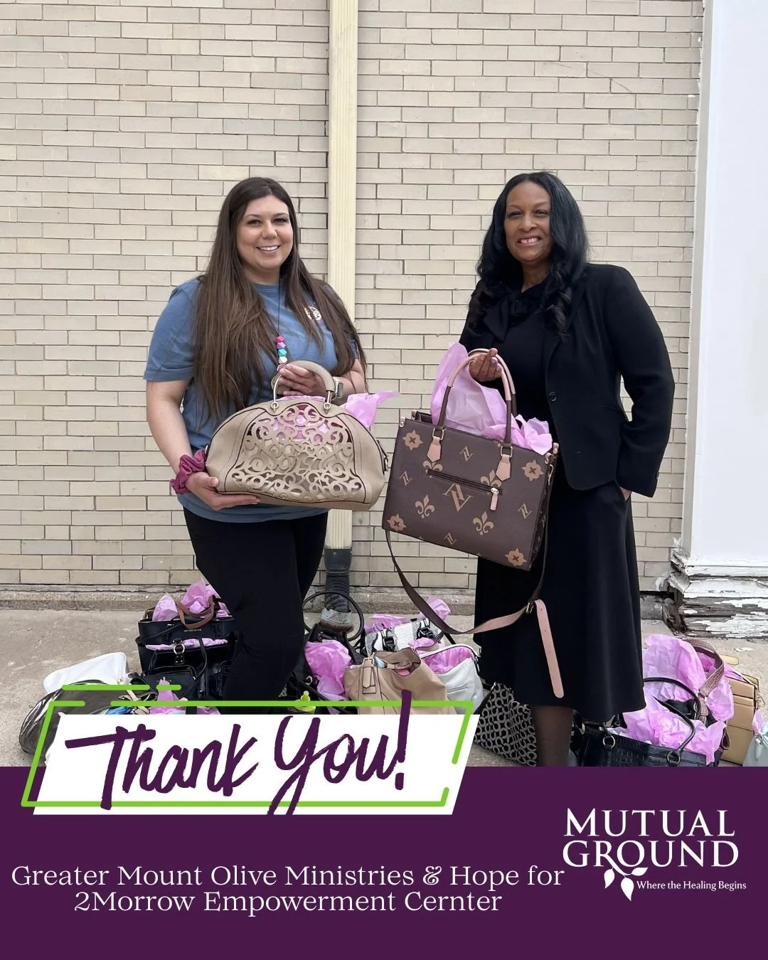 Huge THANK YOU to all who made Mother's Day special! The purse drive by Greater Mount Olive Ministries &amp; Hope for 2Morrow empowerment center brightened many days! ❤️🌸 #Gratitude #Empowerment