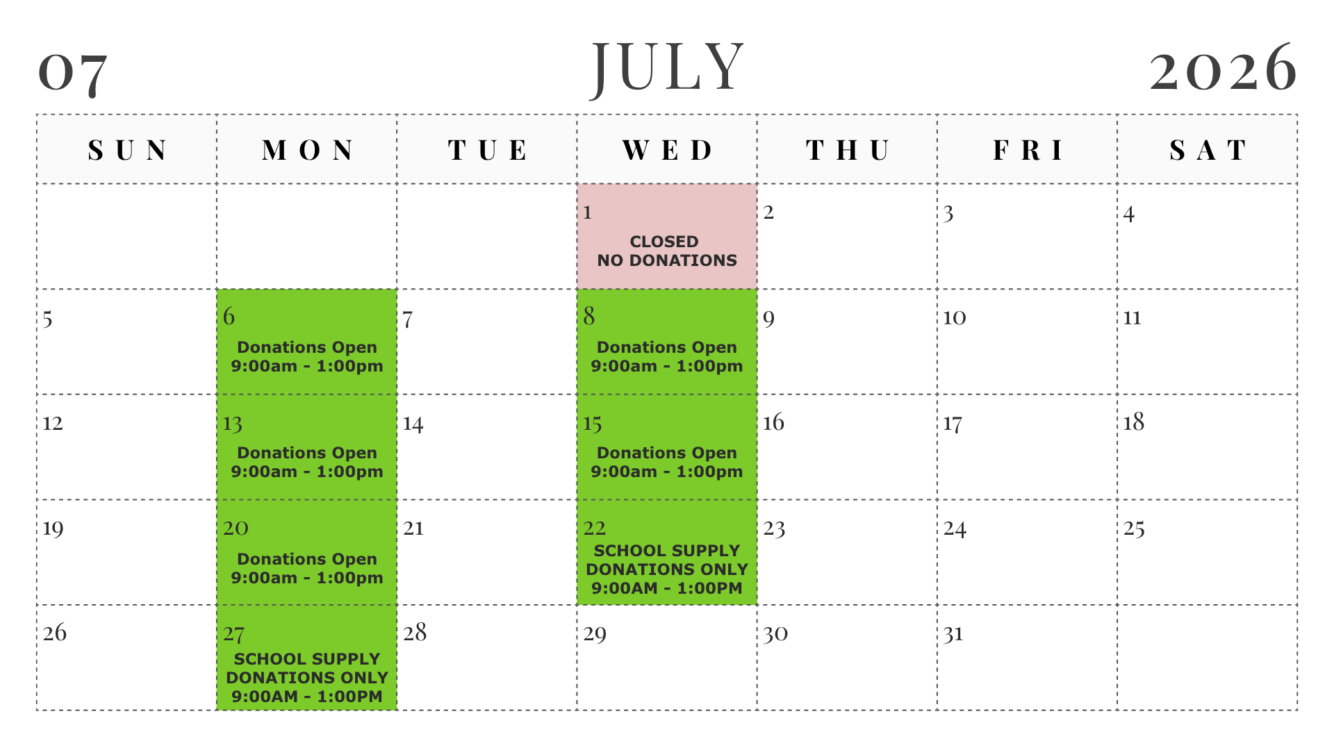 July Donations